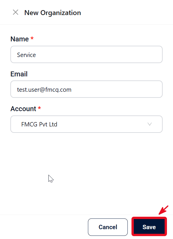 Organization account selection during organization creation