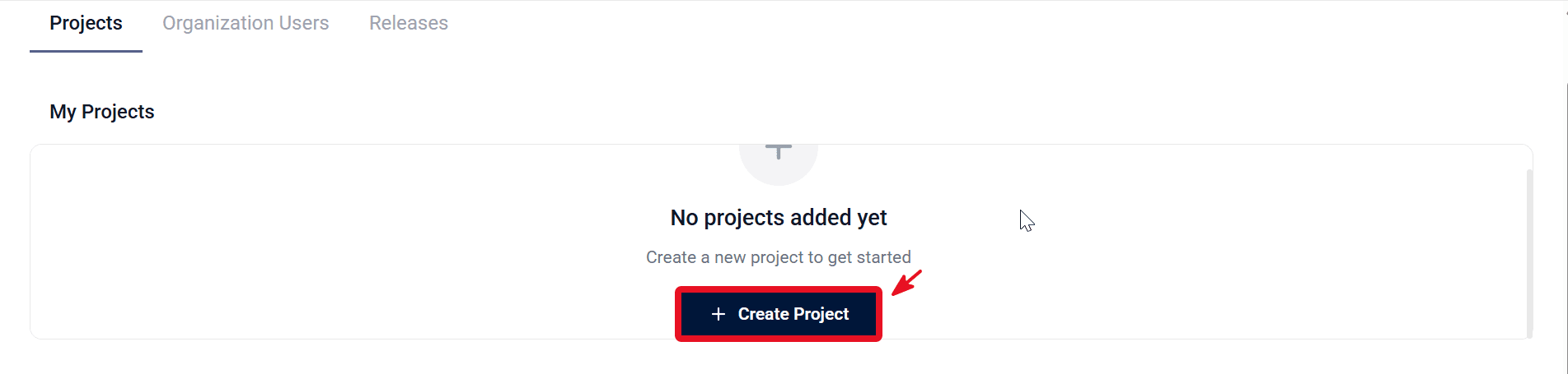 Create Project action after organization creation