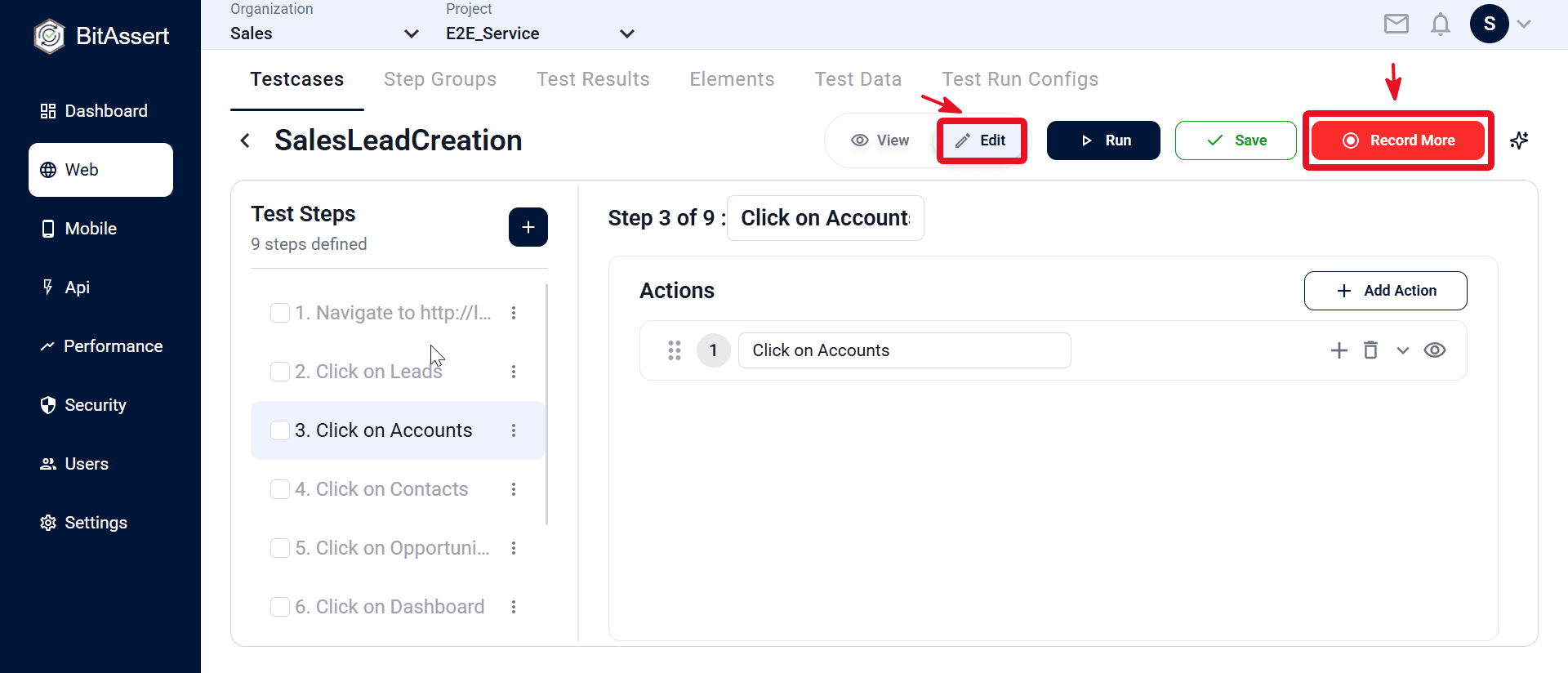  modal window  rec create testcase