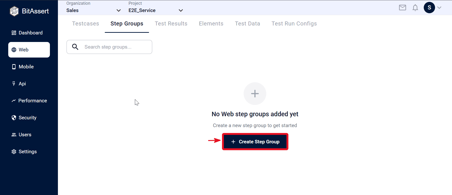  step group create modal window