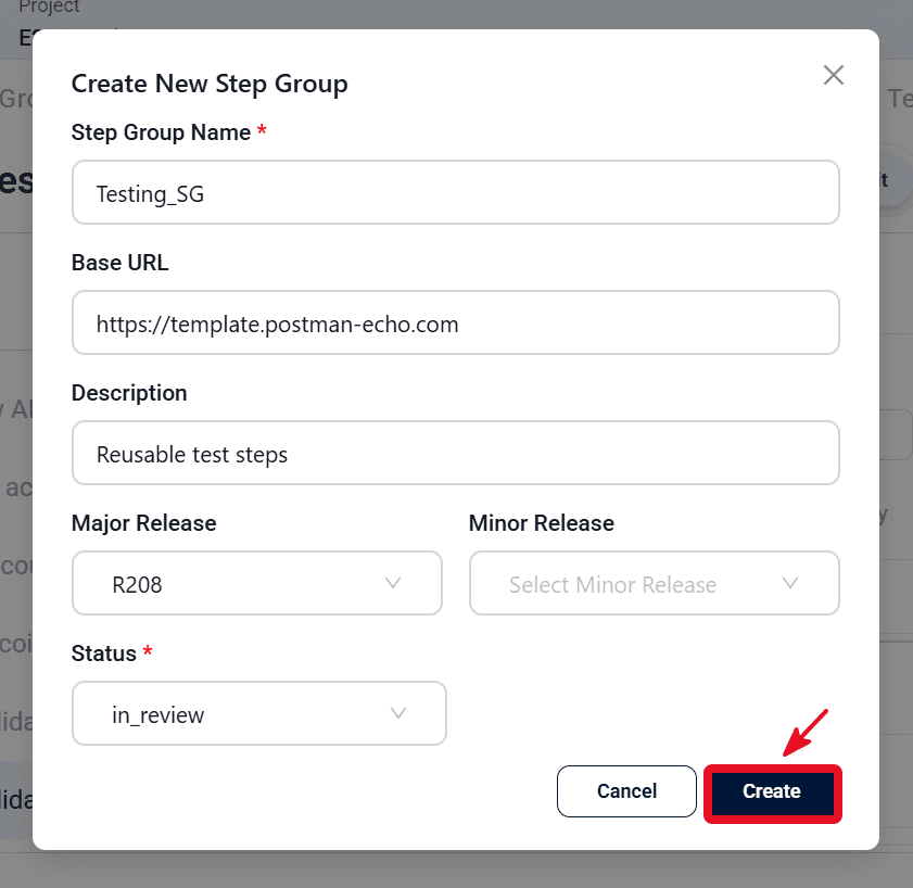 Create Step Group from selected API steps in testcase editor