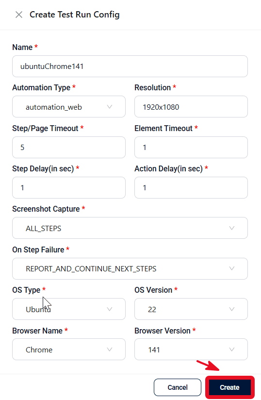 Web Testcases tab with stepgroup execution