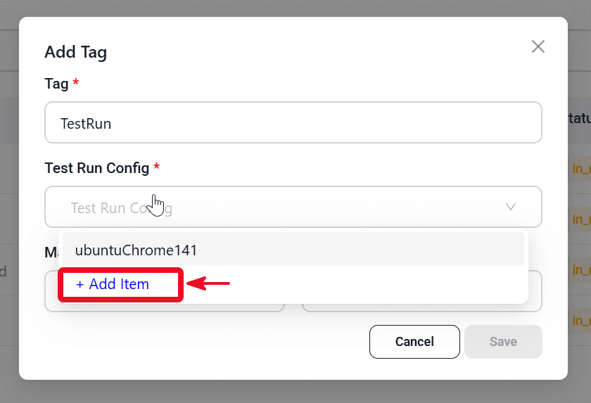 Web Testcases list with Run button in the Actions column